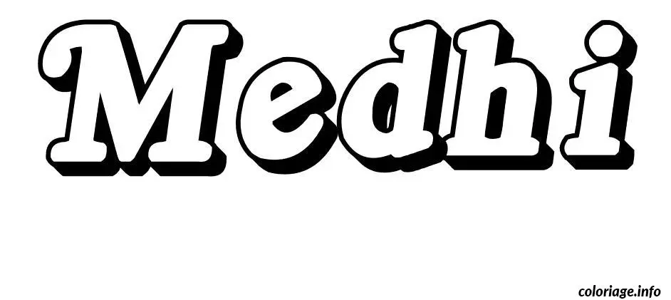 Coloriage Medhi - Prénom à imprimer