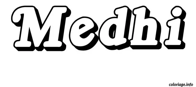 Coloriage Medhi - Prénom à imprimer