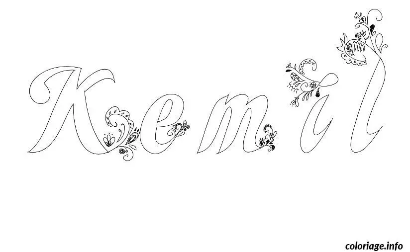 Coloriage Kemil - Prénom à imprimer