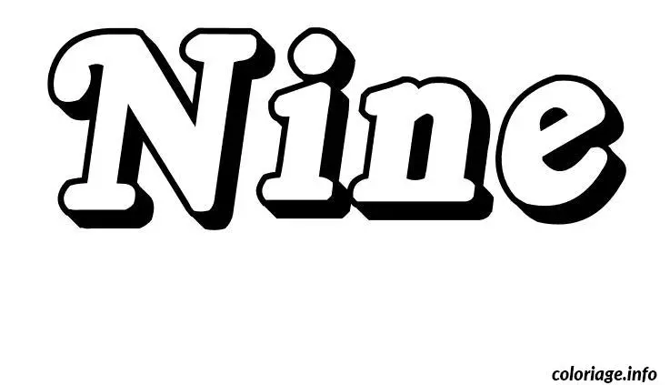 Coloriage Nine - Prénom à imprimer