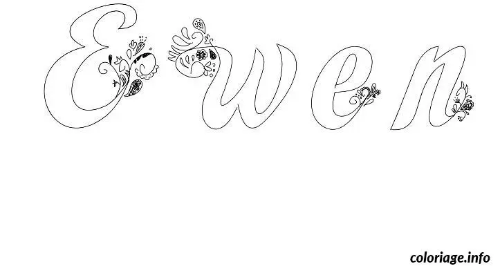 Coloriage Ewen - Prénom à imprimer
