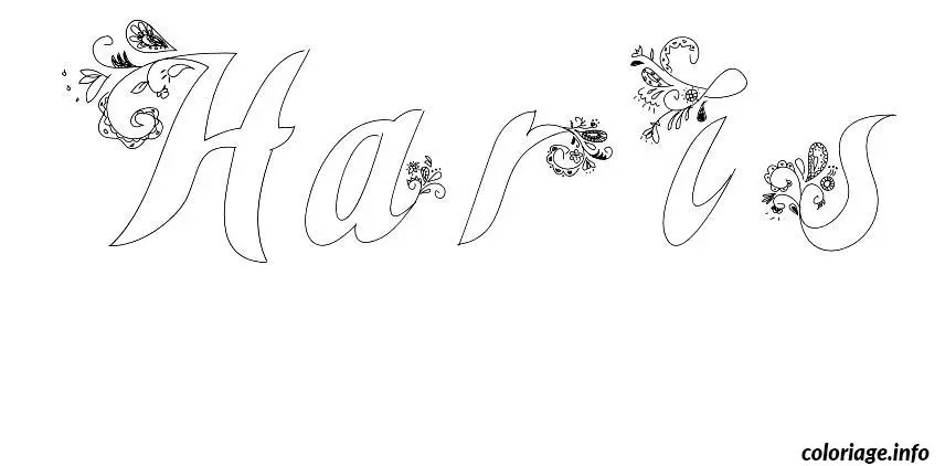 Coloriage Haris - Prénom à imprimer