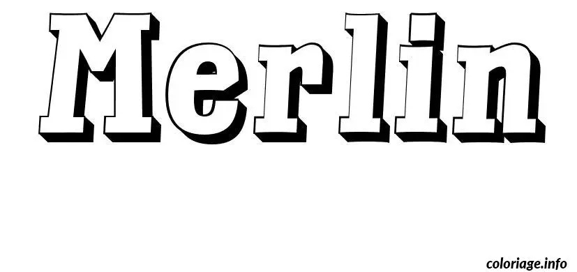 Coloriage Merlin - Prénom à imprimer