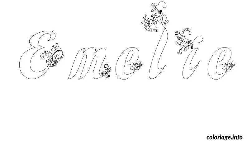 Coloriage Emelie - Prénom à imprimer