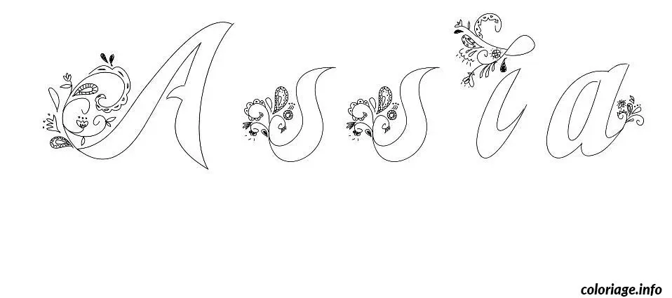 Coloriage Assia - Prénom à imprimer