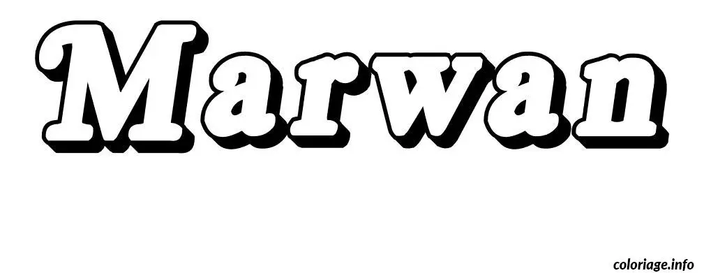 Coloriage Marwan - Prénom à imprimer