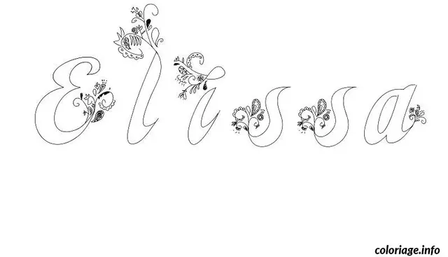 Coloriage Elissa - Prénom à imprimer