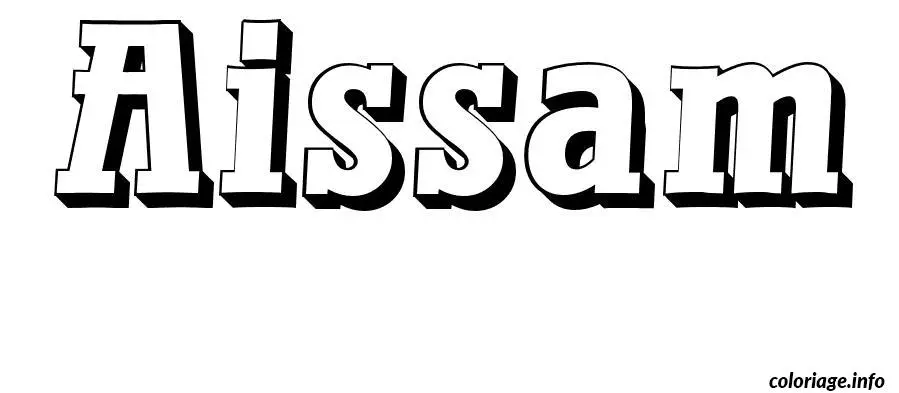 Coloriage Aissam - Prénom à imprimer