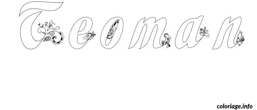 Coloriage Teoman - Prénom à imprimer