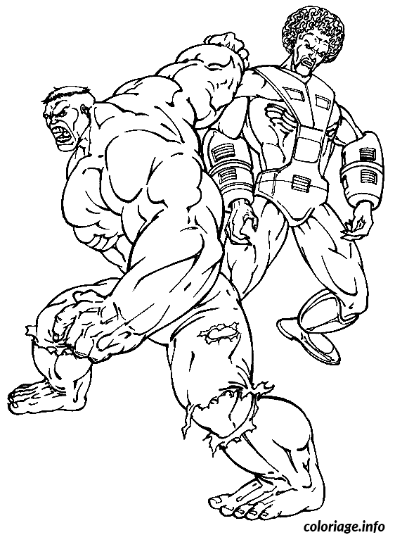 Coloriage Hulk contre un méchant - Hulk à imprimer