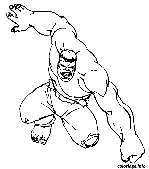 Dibujo de Hulk en pleno salto para colorear