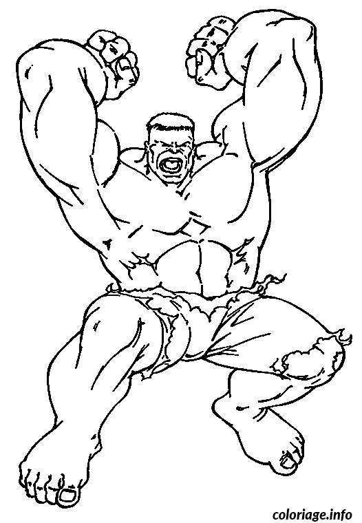 Coloriage Hulk leve ses deux brras - Hulk à imprimer