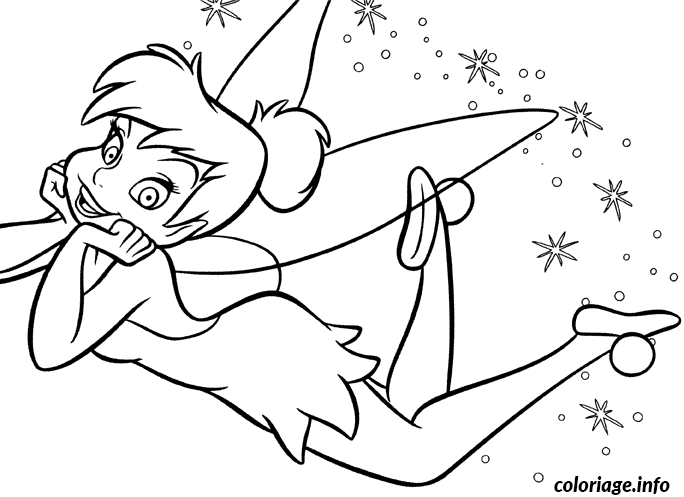 Tinker Bell Lying on Her Tummy coloring page to print