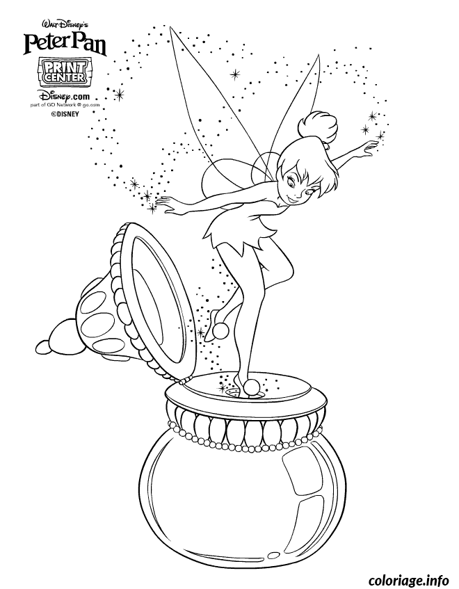 Coloriage Fée clochette sort de sa boite - Fée à imprimer
