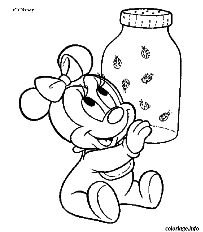 Coloriage Dessin disney bébé minie coccinelles - Disney bébé à imprimer