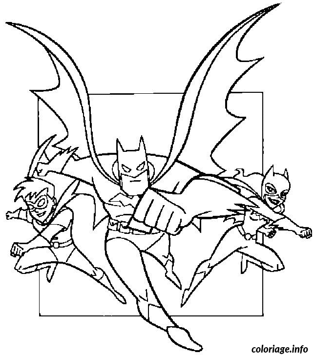 Coloriage Robin batman batgirl - Batman à imprimer