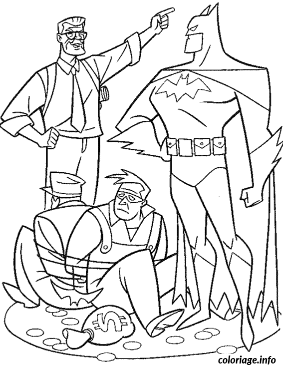 Coloriage Batman arrete des voleurs - Batman à imprimer
