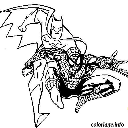 Coloriage Batman et spiderman - Spiderman à imprimer