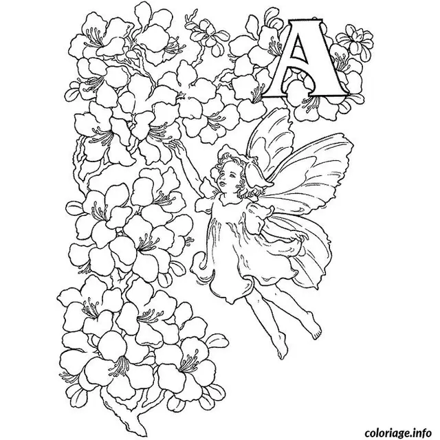 Coloriage Fée alphabet - Alphabet à imprimer