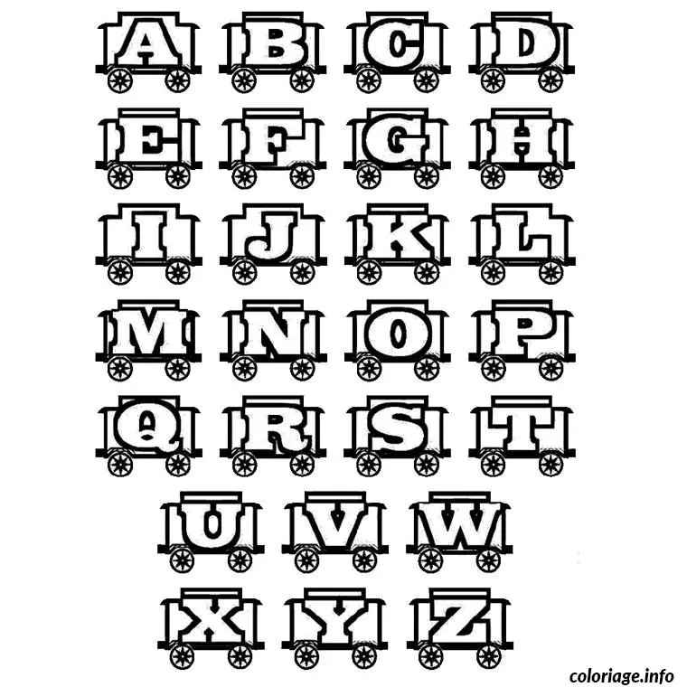 Coloriage Alphabet train - Alphabet à imprimer