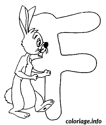 Coloriage F coco lapin - Lapin à imprimer