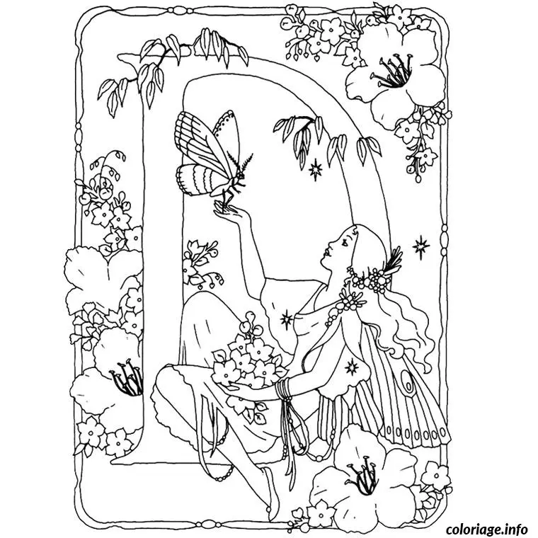 Fairy Alphabet coloring page to print