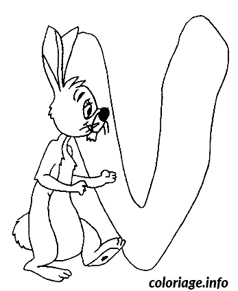 Coloriage V coco lapin - Lapin à imprimer