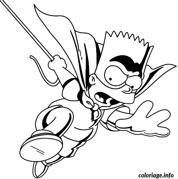Coloriage Bart simpson super hero - Simpson à imprimer
