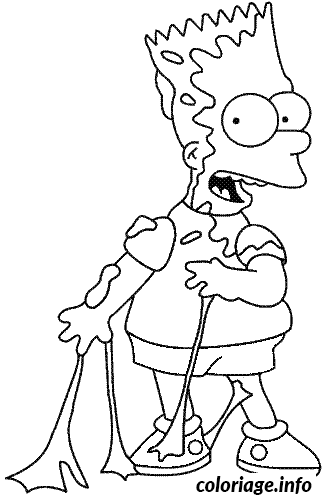 Coloriage Bart a du chewing gum - Simpson à imprimer