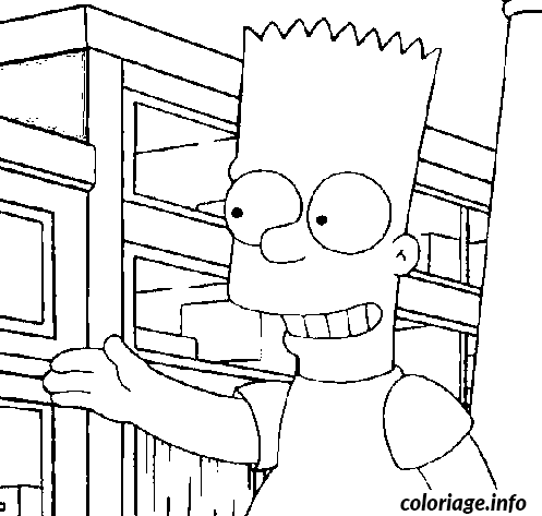 Coloriage Bart simpson a la bibliotheque - Simpson à imprimer