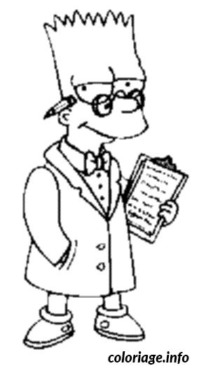 Coloriage Bart simpson en médecin - Simpson à imprimer