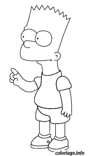 Coloriage Bart simpson leve le doigt - Simpson à imprimer