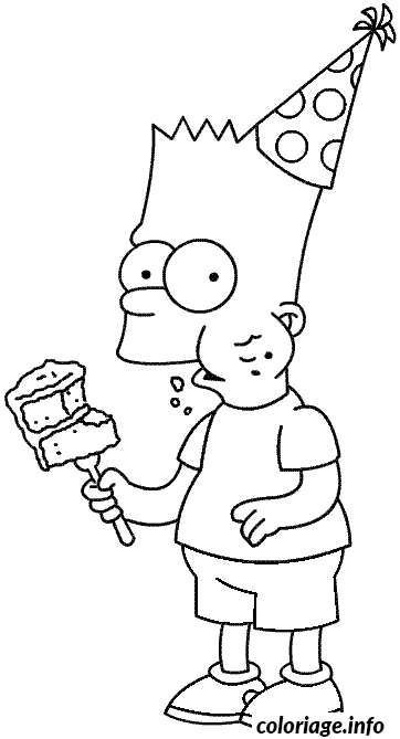 Coloriage Bart mange a une fête - Simpson à imprimer