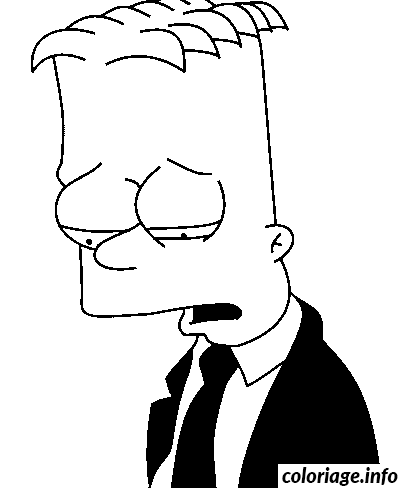 Coloriage Bart en costard mais triste - Simpson à imprimer