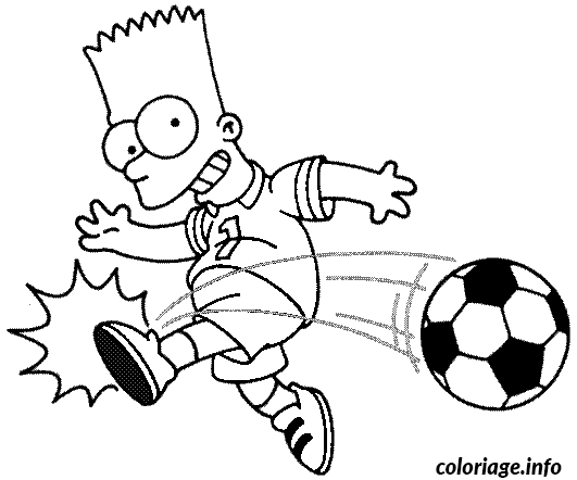 Coloriage Bart joue au foot - Foot à imprimer