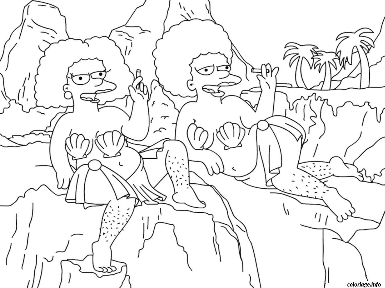 Selma and Patty Bouvier coloring page to print