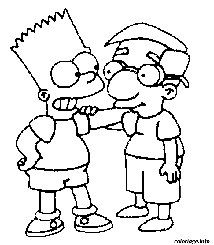 Coloriage Bart et milhouse van houten - Simpson à imprimer