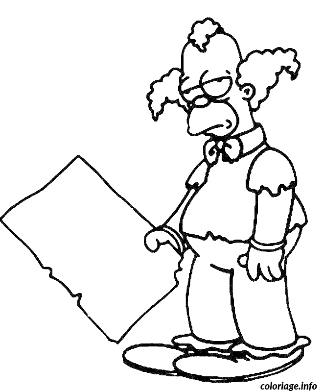 Coloriage Krusty le clown decu - Clown à imprimer