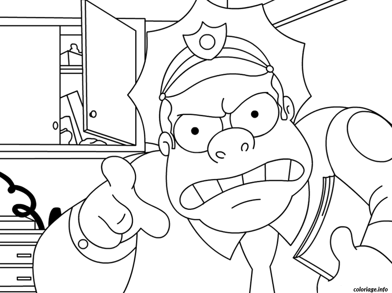 Coloriage Chef de Police Simpson - Simpson à imprimer
