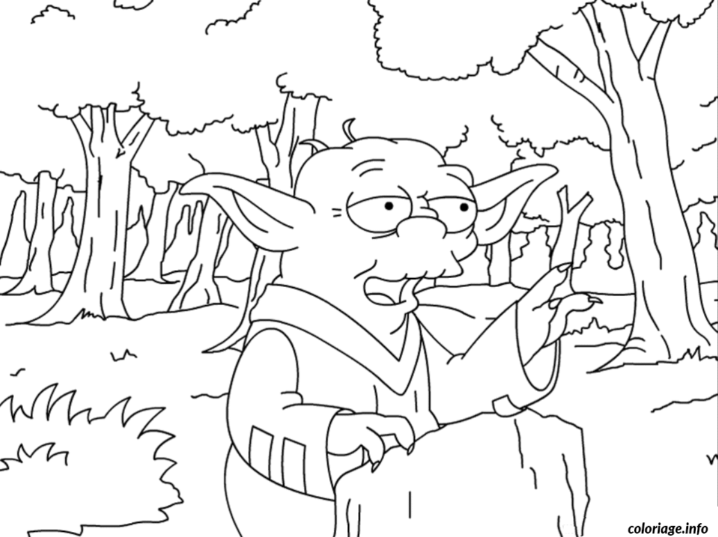 Coloriage The simpsons yoda - Star wars à imprimer