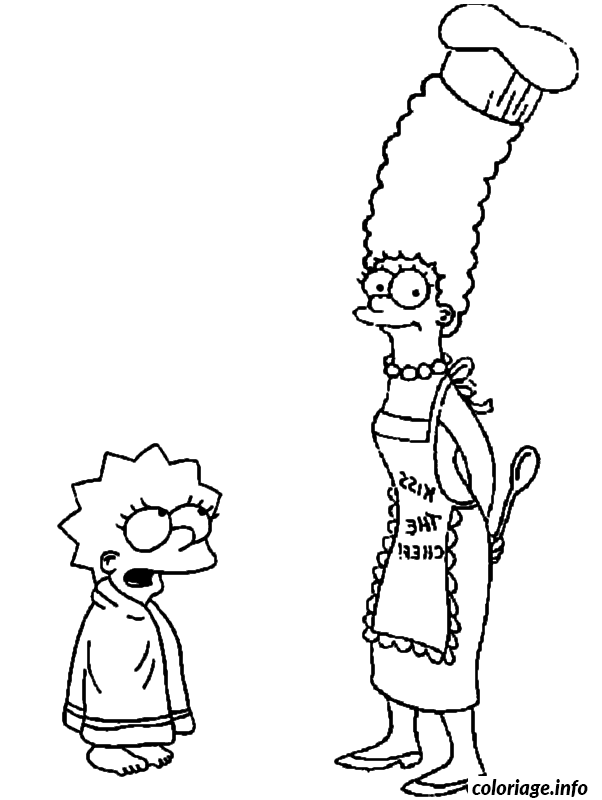 Coloriage Lisa et sa mère marge marjorie bouvier - Mer à imprimer