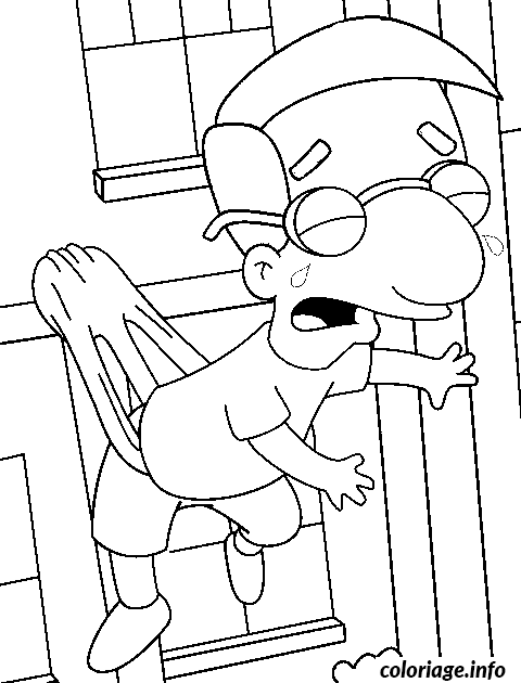 Coloriage Dessin simpson milhouse suspendu a un mur - Simpson à imprimer