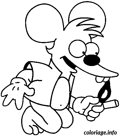 Coloriage Dessin simpson itchy avec un briquet - Simpson à imprimer