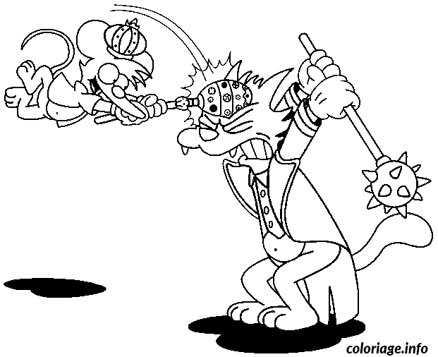 Coloriage Dessin simpson itchy et scratchy se battent - Simpson à imprimer