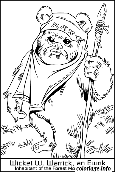 Coloriage Dessin starwars ewok wikket - Dessin à imprimer