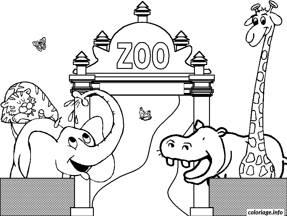 Coloriage Dessin animaux zoo plein d'animaux - Animaux à imprimer