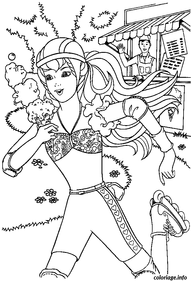 Coloriage Barbie avec une glace - Barbie à imprimer