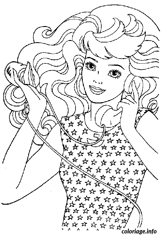 Coloriage Barbie au téléphone - Barbie à imprimer