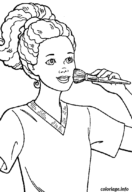 Coloriage Barbie chante - Barbie à imprimer