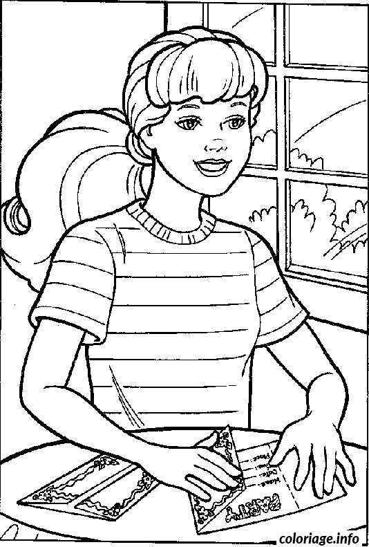 Coloriage Barbie prepare une party - Barbie à imprimer